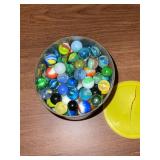 Folgers 1 lb. metal coffee can full of marbles