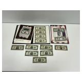 $10 Federal Reserve Note Series 1934C, $1 Silver Certificate series 1935A