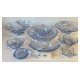 Cambridge Caprice Blue 6 Bowls, Ash Tray, 2 Divided Serving Trays