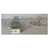 Round Shallow Glass Bowl, 13", Very Nice Lead Crystal Oval Bowl, 13"X10"