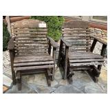 Two Outdoor Wooden Rockers, Weather Worn