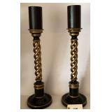 Pair Of Large Wooden Candlesticks, 25"