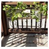 Metal Plant Stand, 34"X34"X11", Includes Plants