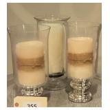 Set Of 3 Candles In Glass Hurricanes