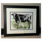 Framed And Matted Cow Print, 27"X23"