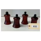 Four Ruby Glass Shades For Candlesticks