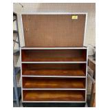 Old Store Display Shelves with Pegboard Top - Sturdy Piece! Some Metal Pegs included with this lot.