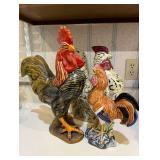 3 Vintage Roosters including 1 Andrea by Sadek 11.5” rooster, 1 Department 56 15” rooster,  & 1 13 “ rooster