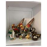 Assortment of Vintage Bird Figurines Including Brass Swans