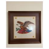 Vintage Framed 1970s Needlepoint American Eagle USA