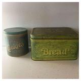 Vintage Metal Green Bread & Cookie Canisters