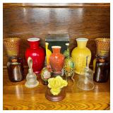 Decorative Vases, Glass Bells, Ceramic Rose & Collectible Eggs