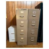 Set of 3 Metal Filing Cabinets (2) 4-drawer & (1) 2-drawer