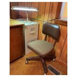 Rolling Metal Office Chair, 2 Drawer Filing Cabinet & Reading Lamp