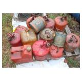 (12) Metal Gas Cans and (3) Plastic Gas Cans