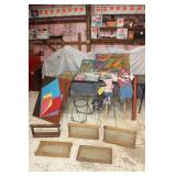 Paintings, Picture Frames, Yard Decorations, Plant Stand, Frame Displays, Metal A-Frames, and Misc.