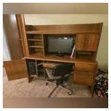 Desk with Hutch, 60 x 20, Dell Computer and Screen, Keyboard and Chair, All Contents - Bring Boxes to Pack (Stair Carry)