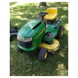 John Deere L110 riding mower, 42" deck Kohler 17.5 engine sn GXL110A205921 battery is dead, unknown hours and running condition