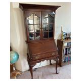 Lighted Secretary with glass hutch 37x18 1/2 x17 (no contents)