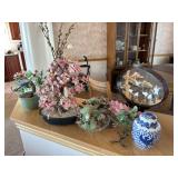 Bonsai Pink/jade florals, vase, Japanese cork and shell art