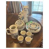 Kensington England, blue and white China set with kitty