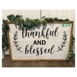 Large thankful and blessed sign