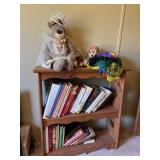 11D x 30L x 32H pine shelf with books, bears and maybe a colorful hammock??