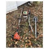 Echo straight shaft string trimmer w/pole saw arlttachment and 2 other trimmer heads