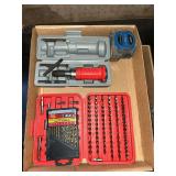 Impact driver, bit set, tape measure and drill bits