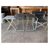 Canvas lawn chair and 3 folding tables