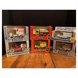 Box of assorted die cast truck/car banks