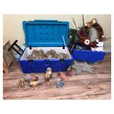 Ceramic Nativity set stored in Igloo rolling cooler and other misc Xmas decor