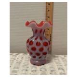 Fenton cranberry opalescent vase