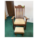 Oak arm rocker and footstool