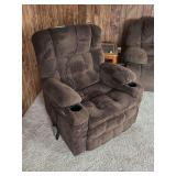 LIKE NEW - MCombo brown heated massaging lift chair with usb ports and cup holders