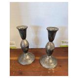 Pair of weighted sterling candle holders