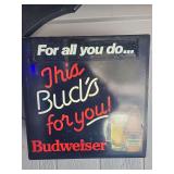 Lighted Budweiser sign 18x18