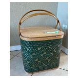 Vintage green square picnic basket