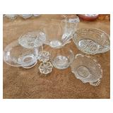 Pressed Glass - Pitcher, Relish Dish, Serving Bowls, Hobnail Glass Dish (Bring Boxes to Pack)