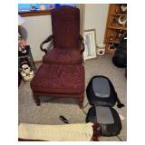 Velvet chair with footrest, massager and Afghan