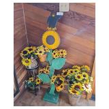 Sunflower Decorations, Plant Stand 20h, Wood Sunflower 50h