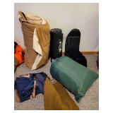 Sleeping bags, pad, backpack and blanket