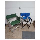 Pair aluminum folding chairs w/ side tables