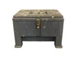 Black Lockable Storage Box with Handle and Gold Ac