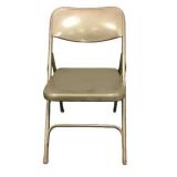 Metal Folding Chair with White Seat and Silver Fra