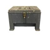 Black Lockable Storage Box with Handle and Gold Ac