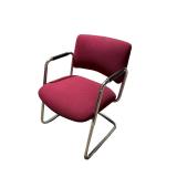 Steelcase sled base side chair. Red fabric/chrome