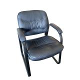 Accent arm chair. Black upholstery & metal frame