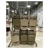 LOT - Metal folding chairs on rolling rack.