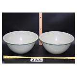 2 Green Enamel Ware Bowls